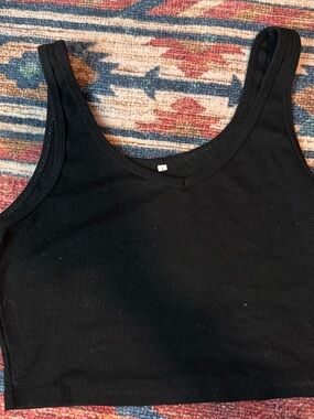 Black Ribbed Tank Top - Women's Basic Crop